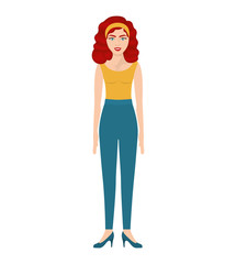 woman with red wavy hair and high heels vector illustration