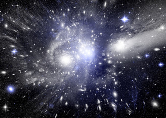 Fototapeta premium Stars, dust and gas nebula in a far galaxy