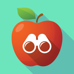 Long shadow apple fruit icon with a binoculars
