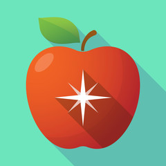 Long shadow apple fruit icon with a sparkle
