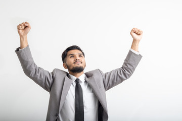 Happy yong businessman with some success story