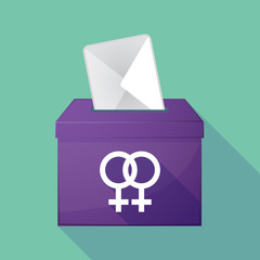 Long shadow ballot box with a lesbian sign