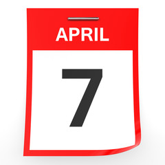 April 7. Calendar on white background.