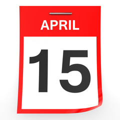 April 15. Calendar on white background.