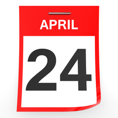 April 24. Calendar on white background.