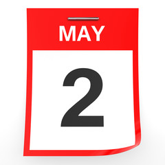 May 2. Calendar on white background.