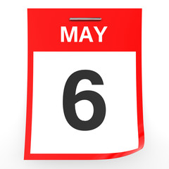 May 6. Calendar on white background.