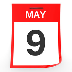 May 9. Calendar on white background.