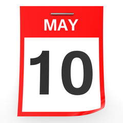 Fototapeta premium May 10. Calendar on white background.