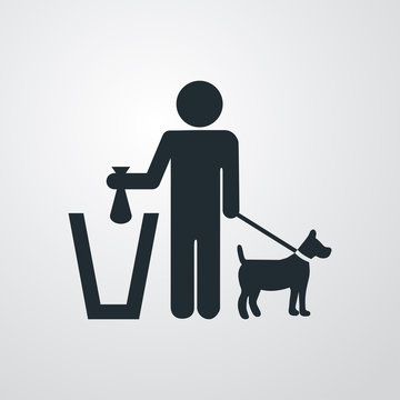 Icono plano excremento canino en fondo degradado