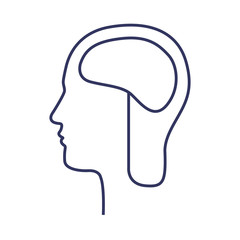silhouette side head with brain vector illustration