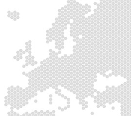 Fototapeta na wymiar Graue Europakarte aus Sechsecken