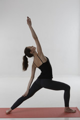 Warrior pose, right leg forward, left leg straight: as an yoga pose