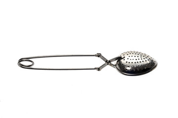 Tea strainer clamp on the white background.