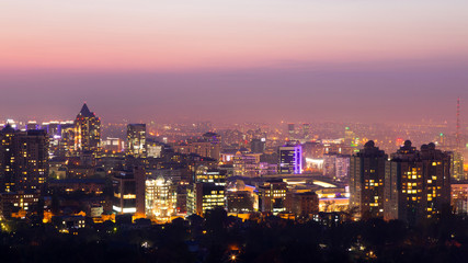 Fototapeta na wymiar Twilight over Almaty