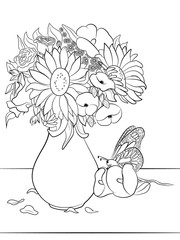 Flovers in vase cologing page