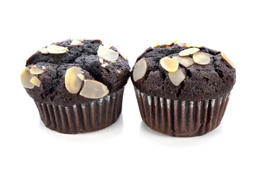 brownie cake isolated on white background