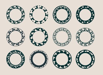 Decorative design elements set. Patterns with geometric ornaments. Vector circular arabic ornamental symbols