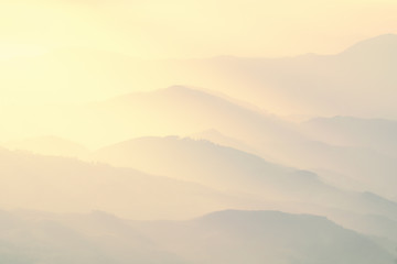 pattern of distant misty mountains