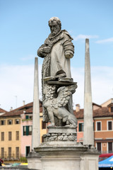 Fototapeta na wymiar Statue on Piazza of Prato della Valle, Padua, Italy.
