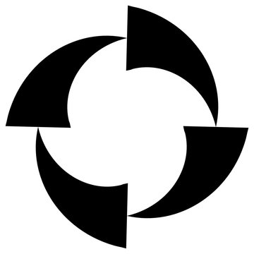 Segmented circle with dynamic lines. Abstract black and white ci