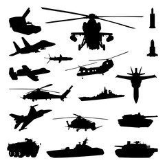 Tank Helicopter Fighter Plane - Navy Army Air Force Silhouette © jongjawi