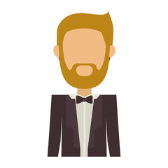 half body man in suit with beard without face vector illustration