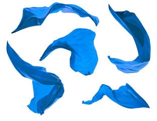 Smooth elegant blue satin isolated on white background