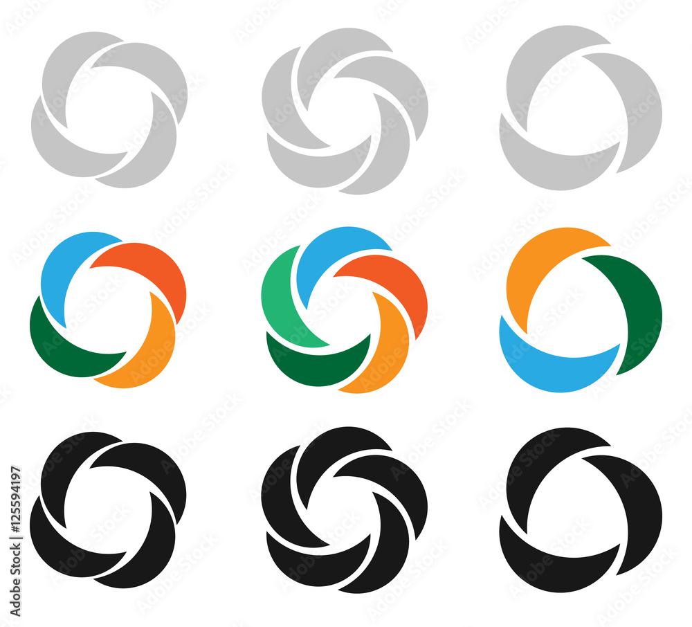 Leinwandbilder Modern flat circular icons in 3 version - Segmented circle icons