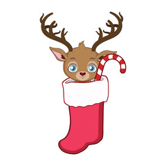 Christmas stocking with a reindeer inside