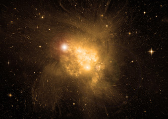 Stars, dust and gas nebula in a far galaxy