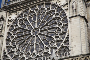 Detail from Notre Dame cathedral in Paris, France