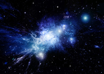 Fototapeta premium Stars, dust and gas nebula in a far galaxy
