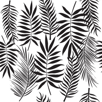 tropical leaves seamless pattern on the white background