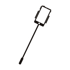 selfie stick with smartphone device over white background. vector illustration