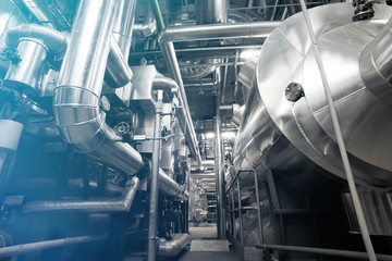 Industrial zone, Steel pipelines, valves and ladders