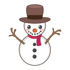 Snowman illustration art in flat color