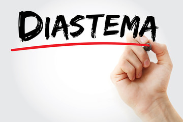 Hand writing Diastema with marker, concept background