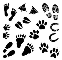 Footprints vector icon set.