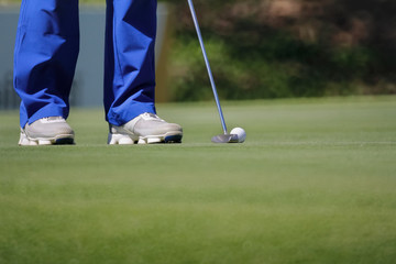 Obraz premium golfer putting, selective focus on golf ball