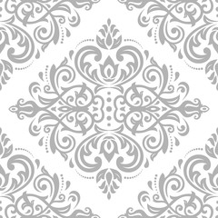 Damask vector classic silver pattern. Seamless abstract background with repeating elements