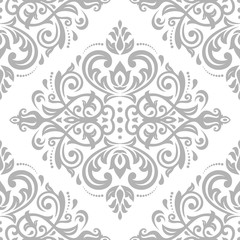 Damask vector classic silver pattern. Seamless abstract background with repeating elements