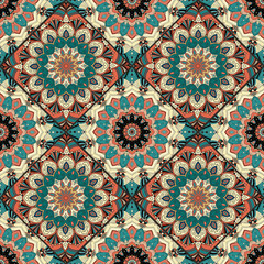 Flower Pattern Boho Brown Blue Intricate