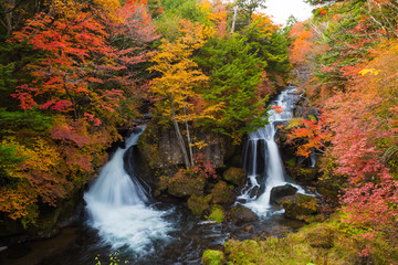 Fototapeta na wymiar Autumn Colors and Ryuzu waterfall