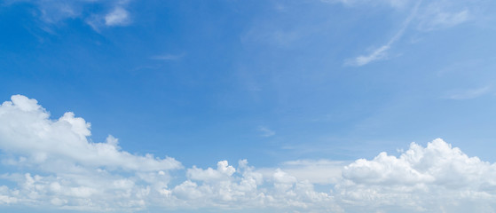 Panorama of white cloud and blue sky in morning