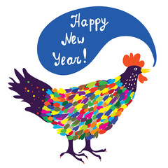 New Year greeting card with rooster