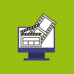 video marketing flat line icons vector illustration design