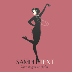 Flapper girl silhouette dancing Charleston