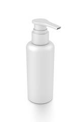 White cosmetic bottle dispenser pump with tube container from top angle.