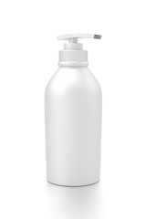 White cosmetic bottle dispenser pump with tube container from side angle.